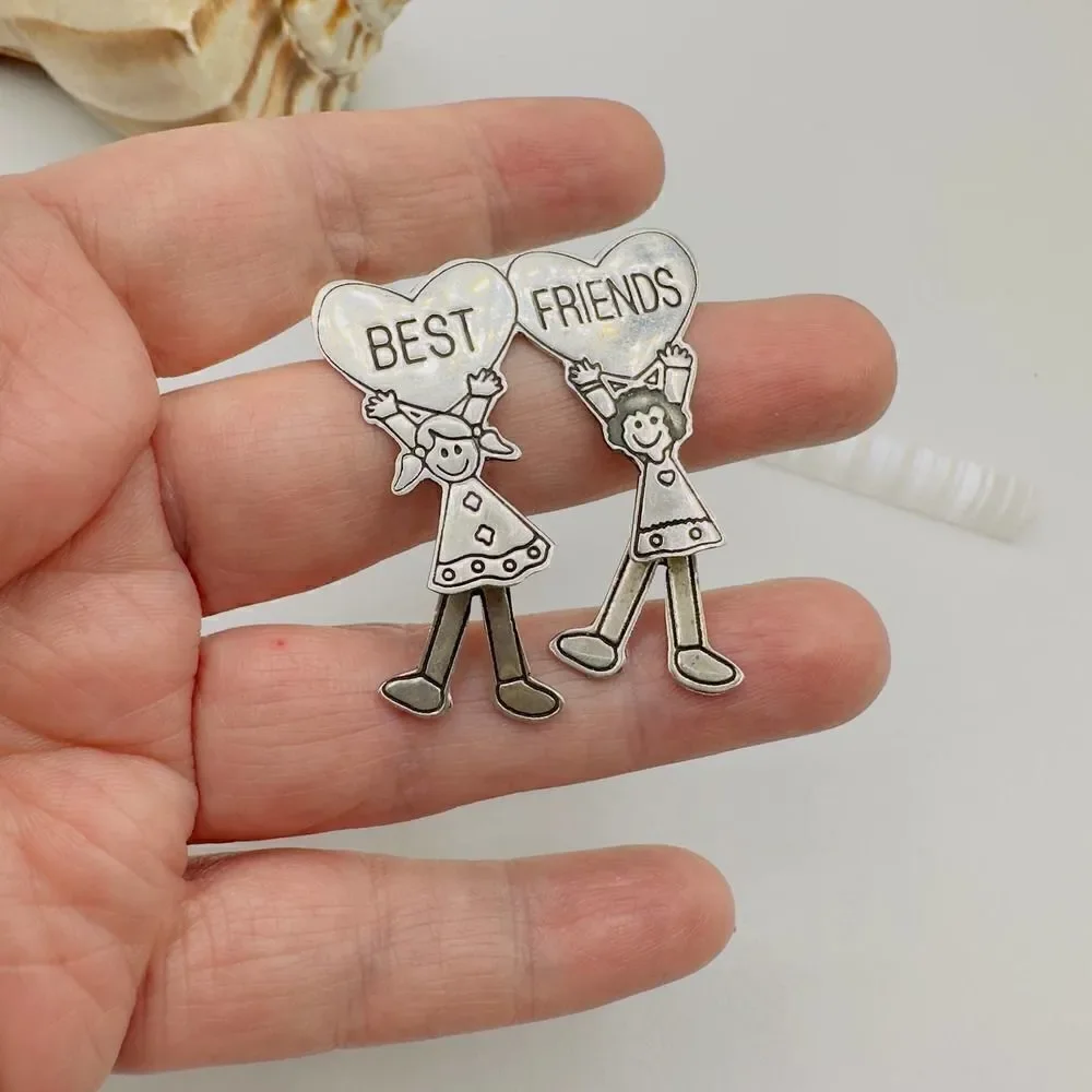 Vintage Best Friends Sterling Silver Mexican Pin